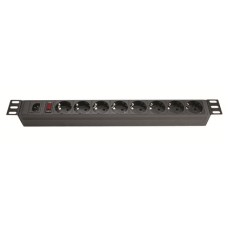 Блок розеток для 19" шкафов, 8 розеток Schuko, выключатель DKC R519SH8OPSHC14