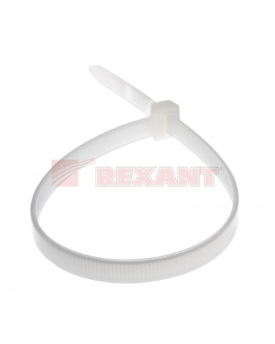 Хомут-стяжка нейлоновый, широкий 8х300 мм белый (100шт/уп) REXANT 07-0302 в Мурманске Стяжки-хомуты Pintop.ru